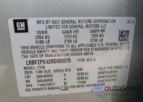 2024 Buick Envision Essence z USA, uszkodzony, nr VIN LRBFZPE43RD068978